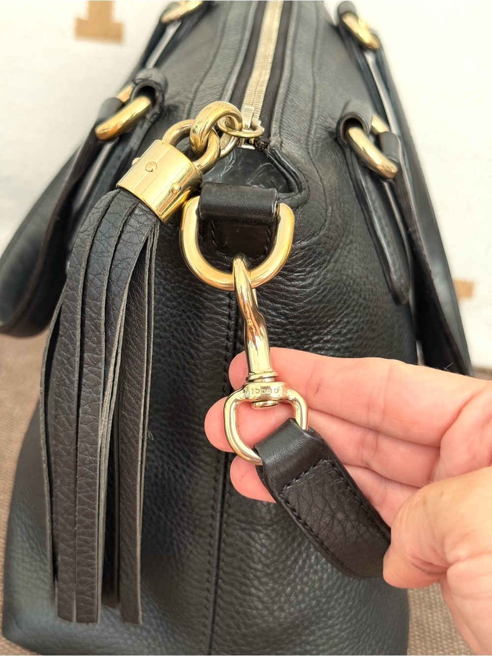 Authentic Gucci SoHo 2Way shoulder bag black leather gold hardware medium - Picture 12 of 16